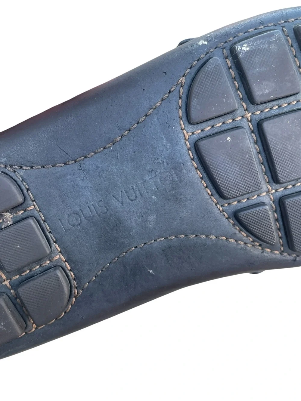 *AUTHENTIC* Louis Vuitton Black Leather Driving Loafers, Size 10.5, COA in photo